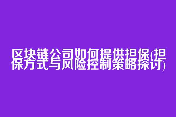 区块链公司如何提供担保(担保方式与风险控制策略探讨)  第1张